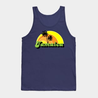 Jamaica Sunset and Palm Trees Retro Souvenir Design Tank Top